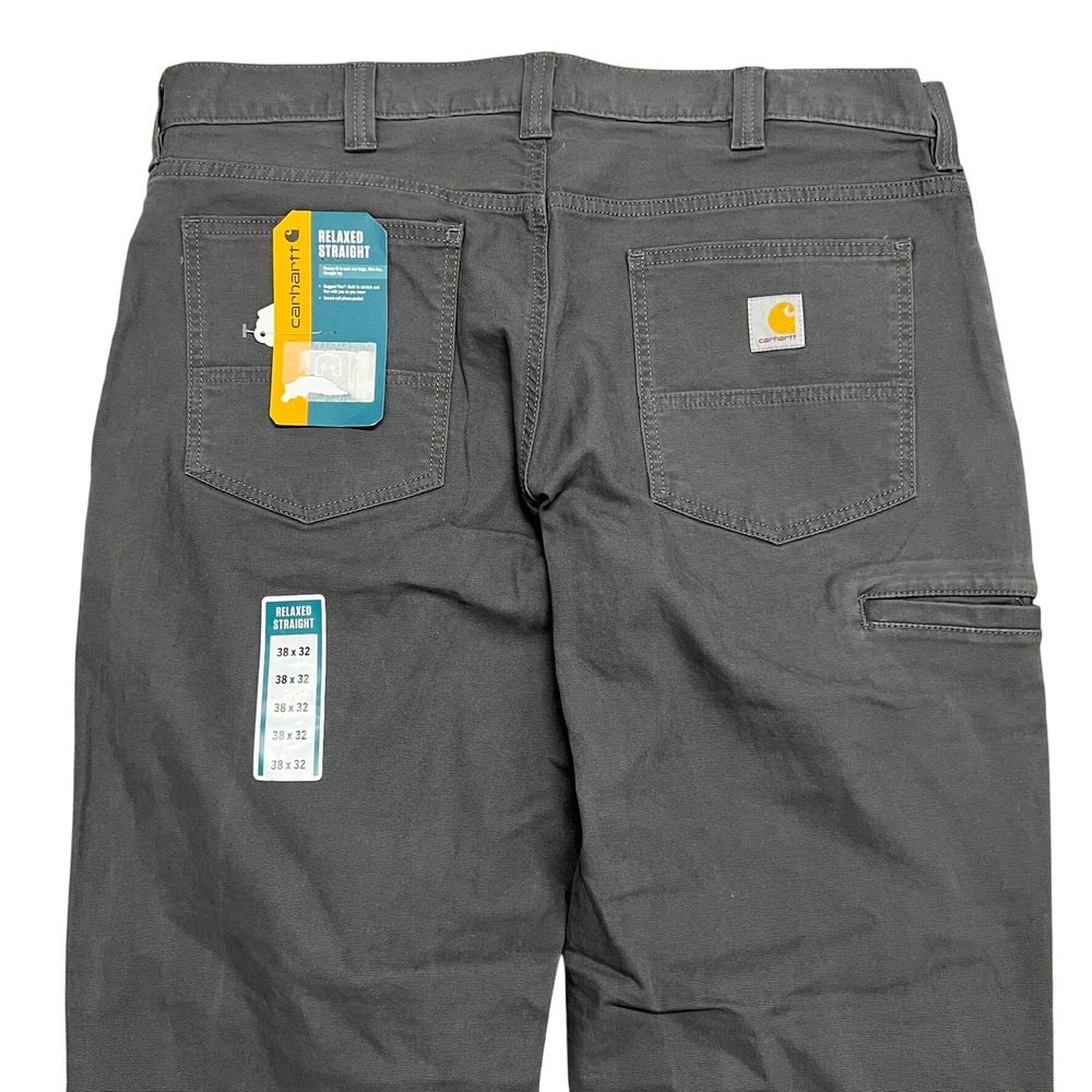 Carhartt Rugged Flex Relaxed Fit Straight Leg Canvas Work Pants Grey 38x32
